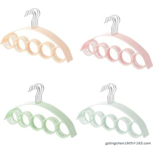 5pcs 5 Hole Ring Scarf Wraps Shawl Storage Hanger Rope Slots Holder Hook Scarves Organizer Ties Hangers Belt Rack
