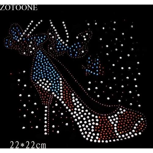 ZOTOONE High Heels Motif Rhinestones Crystal Clear Hotfix Rhinestone Applique for Clothes Decoration for Needlework Crystals E