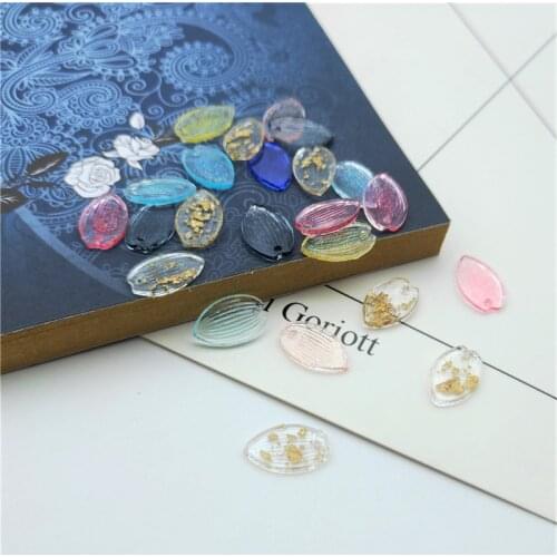 50pcs/lot Resin Cherry Petal Bead 9x14.5mm Multicolors Acrylic Leaf Shape Charm Pendant for DIY Jewelry Making Accessories Craft