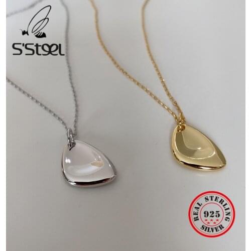 SSTEEL Necklace 925 Sterling Silver For Women Geometric Designer Couple Gold Long Pendants Necklaces Bijoux Homme Fine Jewelry