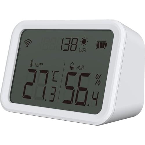 Zigbee Tuya Temperature Humidity Sensor And Lux Detector With LCD Screen Works With Google Assistant and Tuya Zigbee Hub