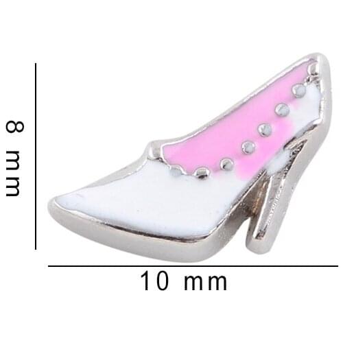 F210 Newest 20Pcs/lot Enamel Women Gift High-heeled Shoes Charms Fit Floating Glass Memory Locket