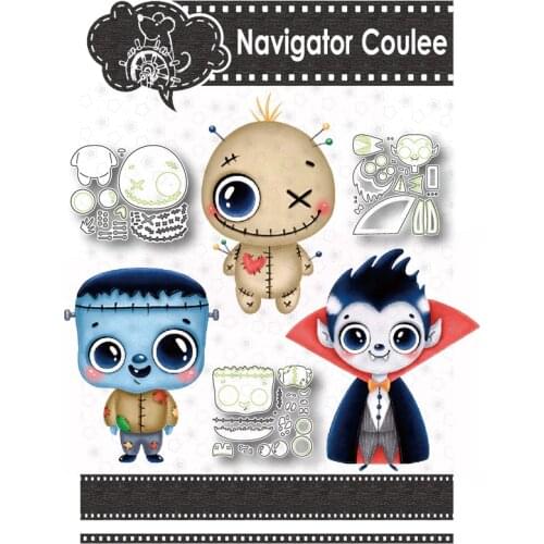 Halloween Robot Animal Doll Cutting Mold 2021 Dead Scrapbook Metal Decoration Clear Stamp DIY Craft Creative Template