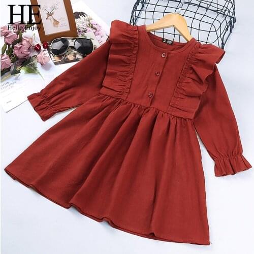 HE Hello Enjoy Girls Ruffles Princess Dresses 2021 New Fashion Kids Girl Party Cute Costumes Flying Sleeve Vestidos For 2-8Y