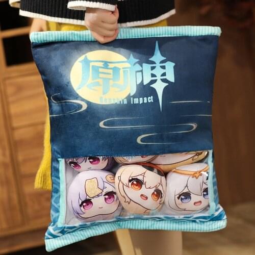 Game Cosplay Plushie Genshin Impact Paimon Pudding Simulation Snack Throw Pillow Bag Of6 Cartoon Figures Dolls Plush Stuffed Toy