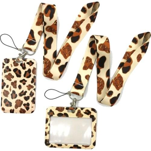 Classic Leopard Print Art Cartoon Anime Fashion Lanyards Bus ID Name Work Card Holder Accessories Decorations Kids Gifts