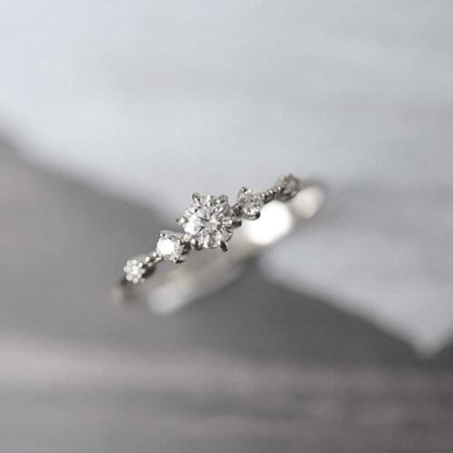 Rings for Women Round Four Prong Cubic Zirconia Rings Silver Gold Couple Wedding Rings Gift for Girlfriend Fashion Jewelle