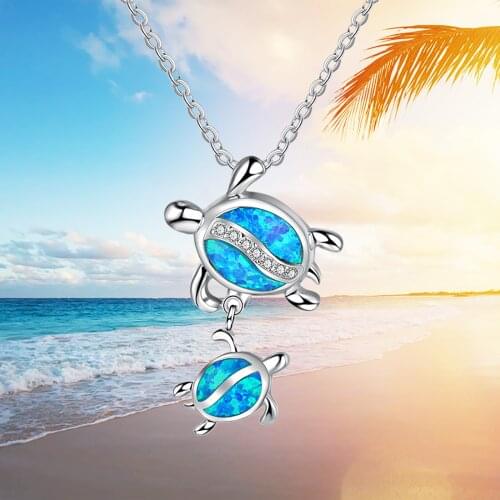 Necklaces Crystal Opal Sea Turtle Pendants Necklaces for Women Chains Alloy Anniversary Fashion Jewelry Accessories Gift Party