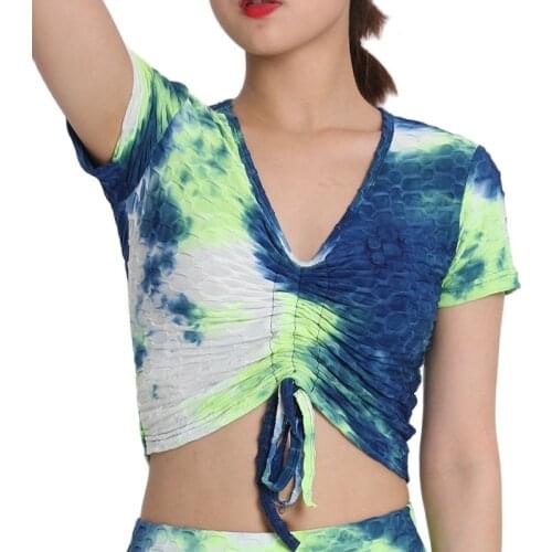 Colorful Crop Top Womens Athletic Shirts Yoga Workout Vest Womens Activewear Tops Sexy