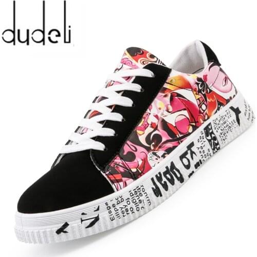 Sneakers Women Blue Platform Sneakers Womens Casual Shoes 2020 Summer Big Size 35-44 Lover Graffiti Shoes Zapatillas Mujer