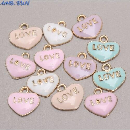 MHS.SUN 30Pcs Cute Design Girls Love Heart Pendant For Kids Child Chain Necklace Pendants Accessories DIY Jewelry