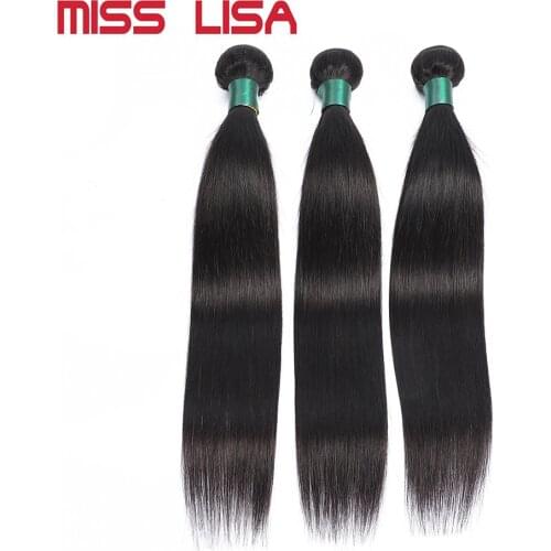 MISS LISA 28 30 Inch Human Hair Bundles Straight Hair Bundles Malaysian Hair Weave Bundles Non Remy Natural Color Hair Extension
