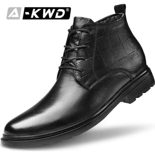 Fashion Black Large Size 35-47 Business Booties Couple Snowboots Wear Resistent Ankle Boots Leather Men Casual Man Winter Shoes