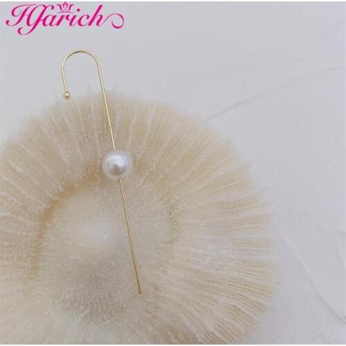 Fashion Simple Gold Color Ear Thread Ear Pin Long Earcuff Women Luxury Jewelry Pearl Ear Bars Clips Piercing Earring Kolczyki