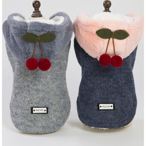 New Cute Thickness Hooded Cherry Style Pet Dogs Two Legs Cotton Winter Coat Warm Small Puppy Dogs Clothing