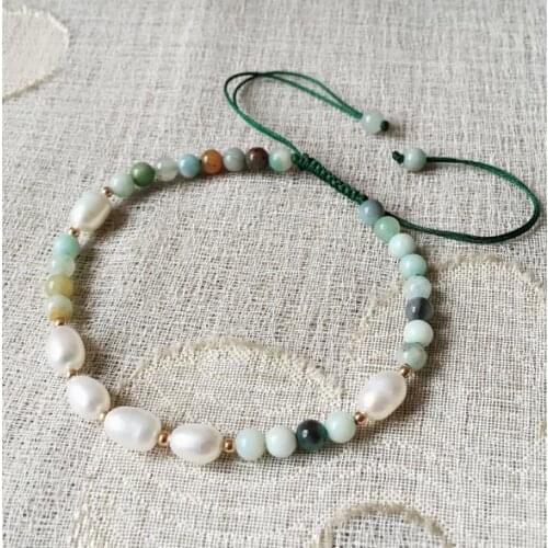 New Arrival 4mm Natural Gemstone Pearl Bracelet Small Rice Pearl Adjustable Bridided Bracelets Women Girl Healing Fine Jewelry