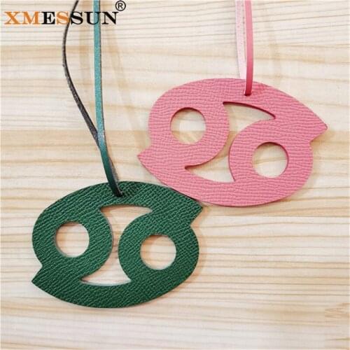 New Charm 12 Zodiac Cancer Horoscope Constellation Keychain Pendant Women Backpack Bag Charm Fashion Genuine Leather Charm Ins