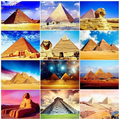 Full Square Round Drill Diamond Painting Sphinx Egyptian Pyramids Landscape Diamond Embroidery Handicraft Decor Handmade Gift