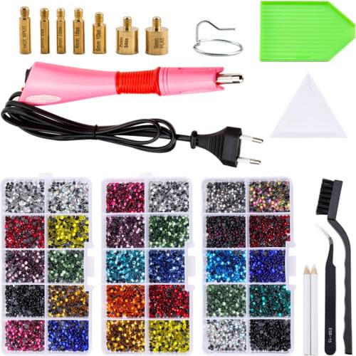 Full DIY Set 2000pcs/box SS10 Hot Fix Rhinestones With Hotfix Applicator Crystal Glass Iron On Rhinestones for Dress,bag,shoes