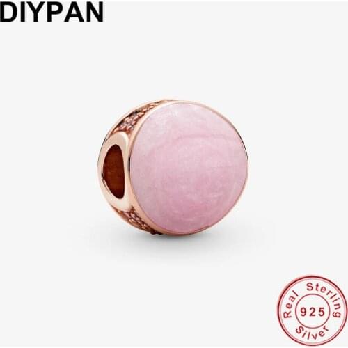 Real 925 Sterling Silver Pink Swirl Charm Beads Fit Pandora Original Bracelet Charm Bangle Pendant Silver 925 Jewelry Berloque