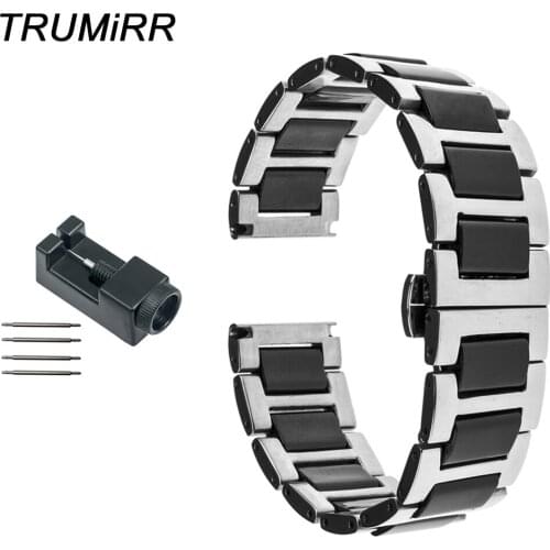 Ceramic + Stainless Steel Watch Band for Maurice Lacroix Pontos Masterpiece Butterfly Buckle Strap Wrist Bracelet 18mm 20mm 22mm