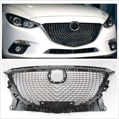 Car Front Bumper Grille For Mazda 3 2014 2015 2016 Diamond Style Mazda3 Replacement Kit Upper Grill