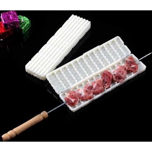 Reusable Grill Skewers Kebab Maker BBQ Tools Wear Meat String Machine Camping Flat Forks Gadgets Kitchen Accessories