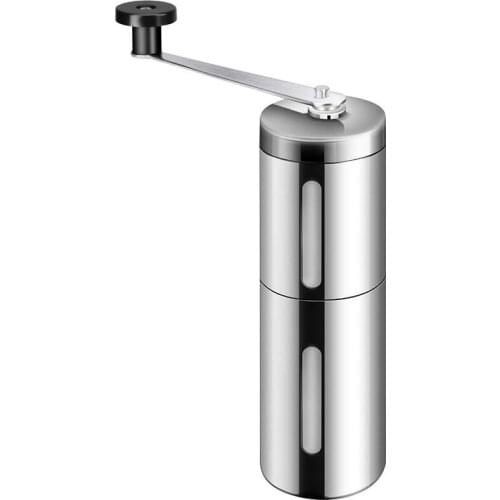 Manual Coffee Grinder with Adjustable Setting - Conical Burr Mill & Brushed Stainless Steel - Burr Coffee Grinder for Aeropress