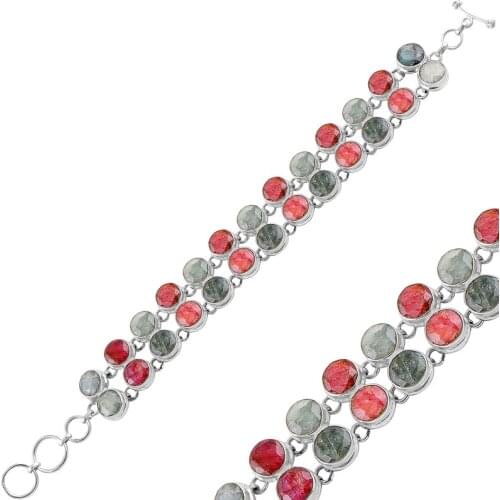 Silver 925 Sterling Mixed Natural Stone Bracelet