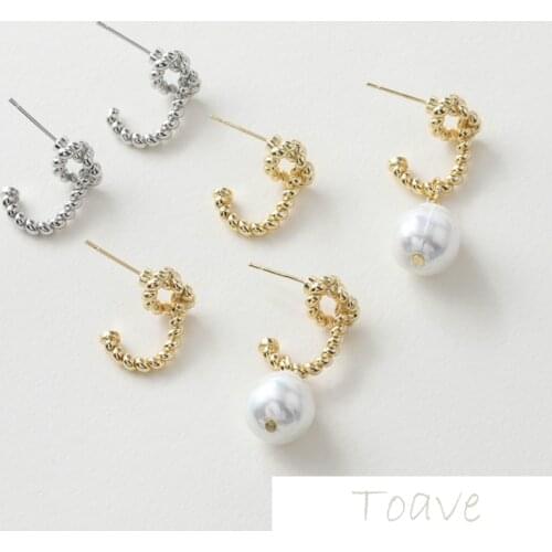 14k Gold covered twist knot C-shaped Earrings Personalized Silver Needle Earrings DIY hand made ear accessories 2pcs
