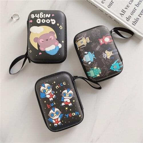 Cute Cartoon Zipper Storage Bag For Airpods 2 Pro Headphone 2.5 Inch Hard Drive Case USB Charge Cable Protective Box Accessories