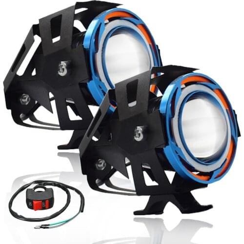 Led Lights Motorcycle 12v Angel Eye Devil Eye Spotlights Headlights Scooter Fog Driving Lights High Low Beam Strobe Waterproof
