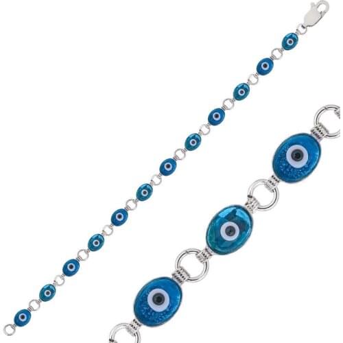 Tevuli 925 Sterling Silver Oval Evil Eye Women Bracelet