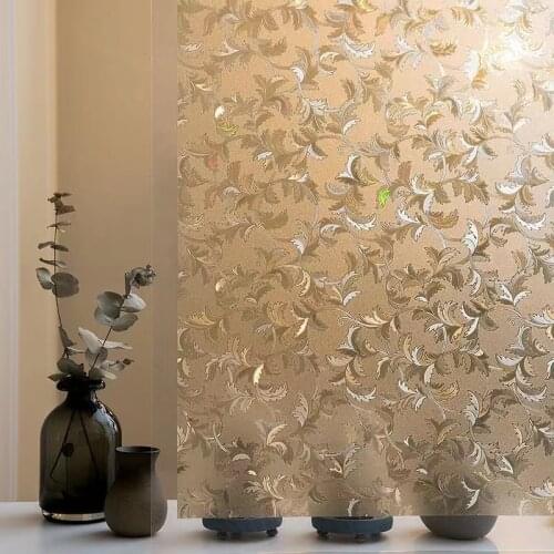 Three-dimensional golden retro electrostatic frosted glass window sticker sliding door kitchen bathroom balcony light-transmitti