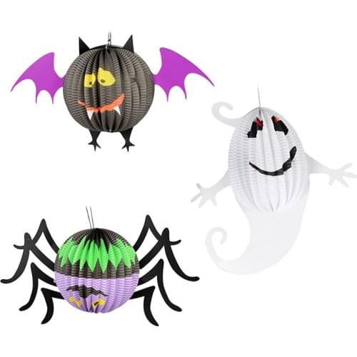 Halloween Pumpkin Ghost Bat Spider Witch Paper Hanging Lanterns Decorated Props Home Garden Decor Hot Sale