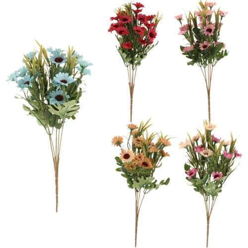 Vintage Artificial Daisy Silk Flowers Bouquet,Floral Decor for Home Dining-Table Hotel DIY Party Wedding Decoration