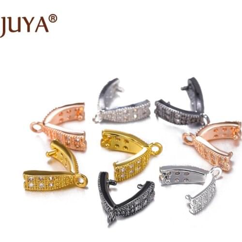 1Pair CZ Pinch Clip Bails DIY Jewelry Accessories For Crystal Gemstone Pendant Clip Clasps Handmade Earrings Supplies