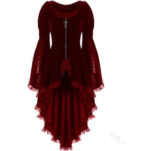 Women Lace Lace-up Tuxedo Coat Gothic Jacket Medieval Performing Stage Dress Clothing