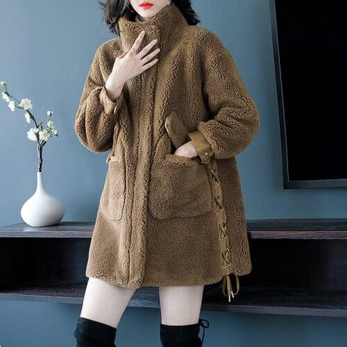 Winter Women High Quality real lambswool Fur OverCoats Luxury long casual Thick Warm Plus Size Female 2019 coffee free ship