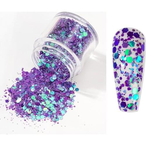 1Jar10g Diamond Chunky Glitter Mix, Diamond Glitter, Chunky Polyester Glitter, Opal Nail 1/24 Glitter, 12 Colors Chunky Glitter