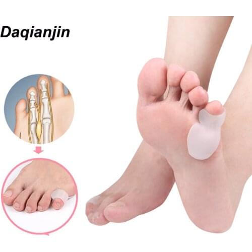 2pcs Soft Silicone Gel Small Toe Separator Feet Care Tool Hallux Valgus Orthosis Protect Toes Bone Overlap Straightener Foot Pad