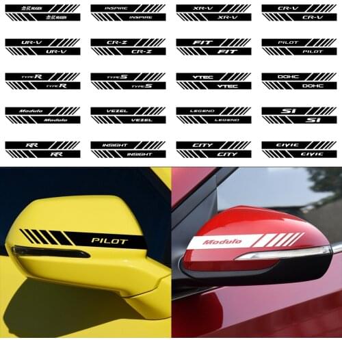 2pcs For Honda Mugen INSPIRE XR-V CR-V Fit Pilot Car Sport Styling Rearview Mirror Sticker Auto Decoration Reflective PVC Decals