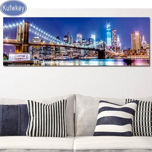 50x150 mosaic Diamond Painting cross stitch"Golden Gate Bridg"Full square Diamond Embroidery Night scenery for living room decor