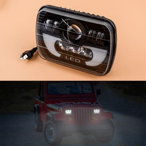 7x6" 5x7" 90W LED Headlight Halo DRL Fit for Jeep Cherokee XJ Wrangler YJ Chevrolet GMC Savana Safari K3500 K2500 K1500 C2500