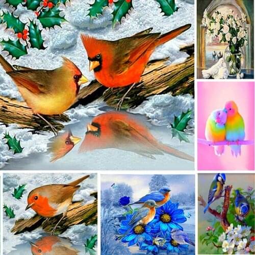 DIY Diamond Painting Cross Stitch winter scenic Needlework 5D Diamond Embroidery snow bird Square Full Drill resin Mosaic Crafts