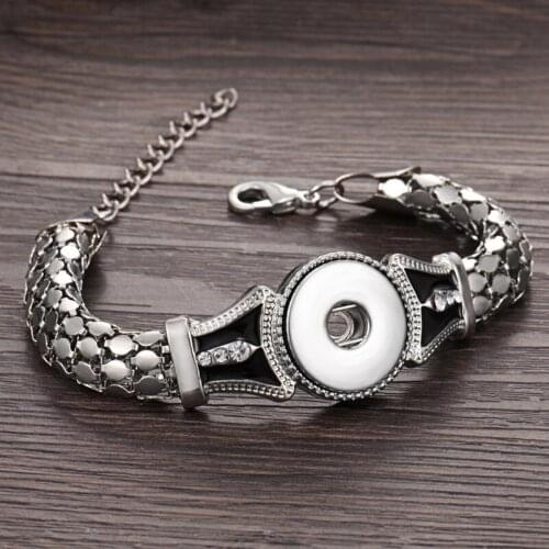 Snap Bracelet Bangles 18mm Snap Jewelry Bracelets Vintage Magnetic Metal Snaps Button Bracelet Interchangeable Jewelry