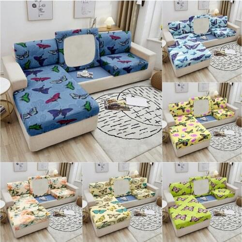 3D Digital Printed Sofa Seat Cover Butterfly Elastic Fabric Couch Cover For Living Room Corner Sofa Seat Cushion Cover