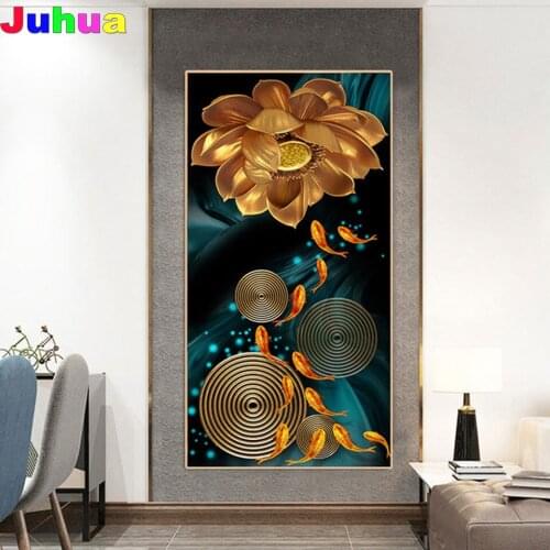 Annual Ring Koi Lucky Carp DIY 5D full drill Diamond painting mosaic fish Lotus diamond embroidery diamond stitch home decor