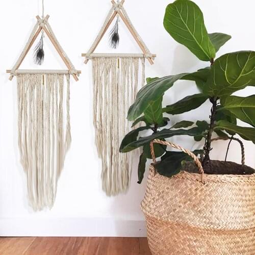 Handmade Woven Macrame Tapestry Wall Hanging Cotton Woven Boho Tassel Tapestries Door Porch Room Bohemian Decorations Dorm Gifts