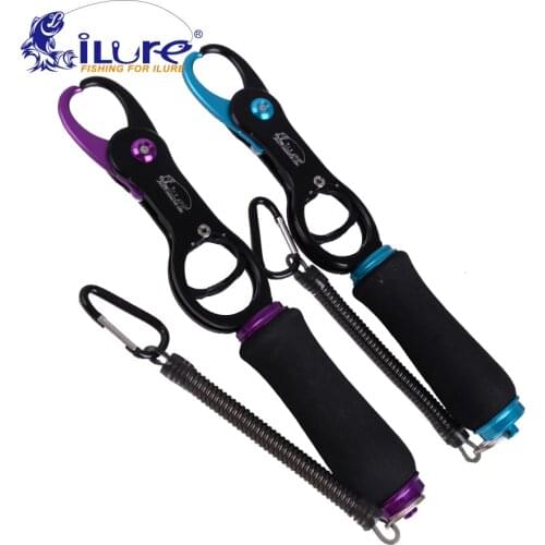 ILure Brand Portable Stainless Steel Fish Tongue Groove Grabber EVA Handle Fishing Lip Control Carp Fishing Tool Fish Control
